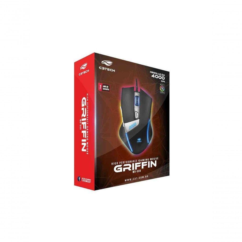 Mouse Gamer C3tech Usb Griffin 4000 Dpi C- Led Mg-500bk - 2