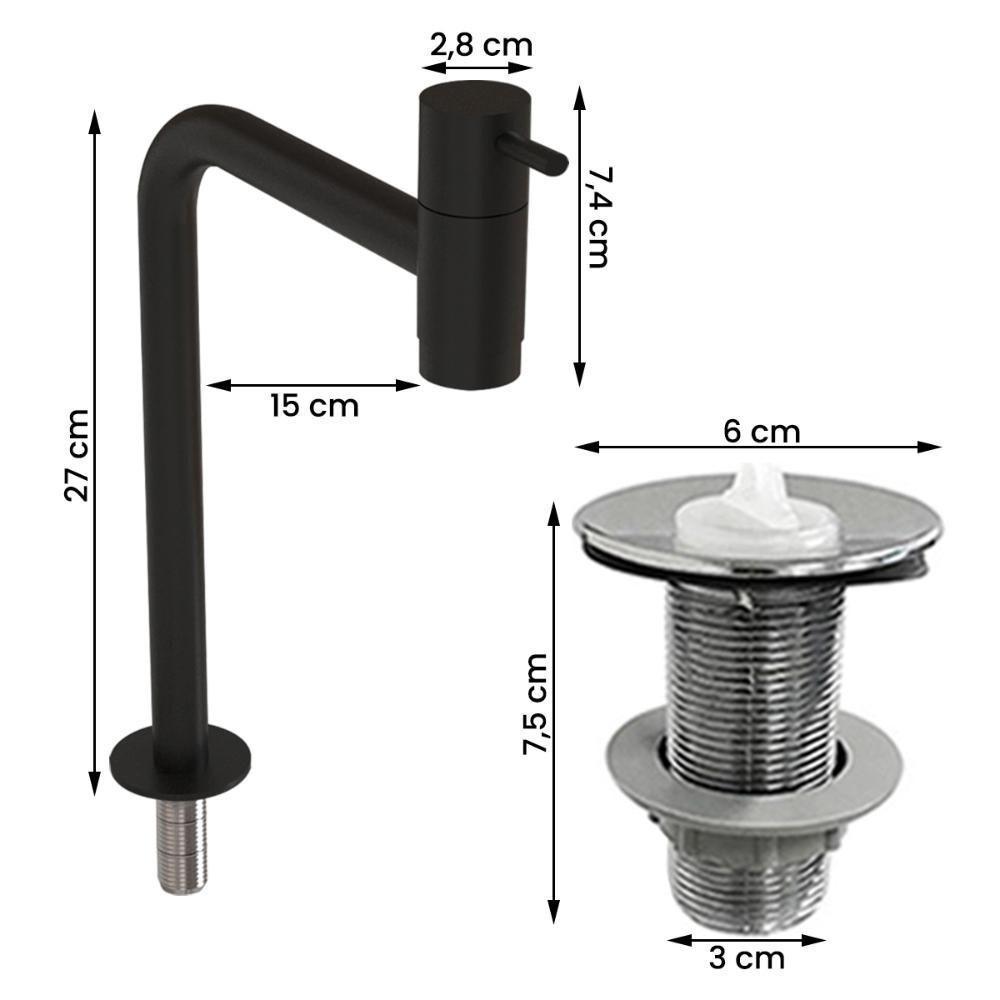 Cuba Oregon Cimento Com Torneira Inox Black E Válvula Oculta Preto - 3