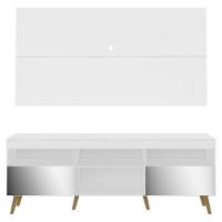 Rack Com Painel E Suporte Tv 65" Retrô Com Espelho Flórida Multimóveis V3142 Branco/Natural - 3