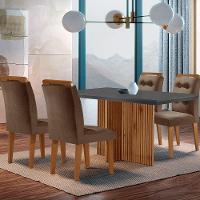 Sala De Jantar Mesa Olímpia 120cm Mdf Canto Reto Com 4 Cadeiras Carol Marrom, Grafite E Imbuia - 1