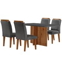 Sala De Jantar Mesa Olímpia 120cm Mdf Vidro Canto Copo Com 4 Cadeiras Athenas Grafite Com Imbuia - 5