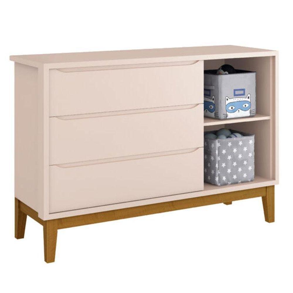 Quarto De Bebê 3 Portas New Classic Rosa Com Pés Madeira E Colchão Gazin ? Reller - 5