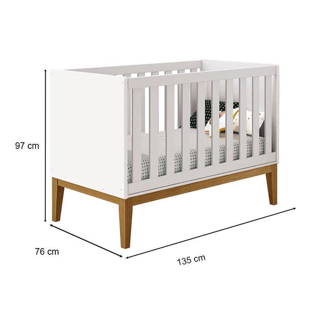 Quarto De Bebê 2 Portas E Cômoda Gaveteiro New Classic Branco Com Pés Madeira E Colchão Gazin ? Reller - 2