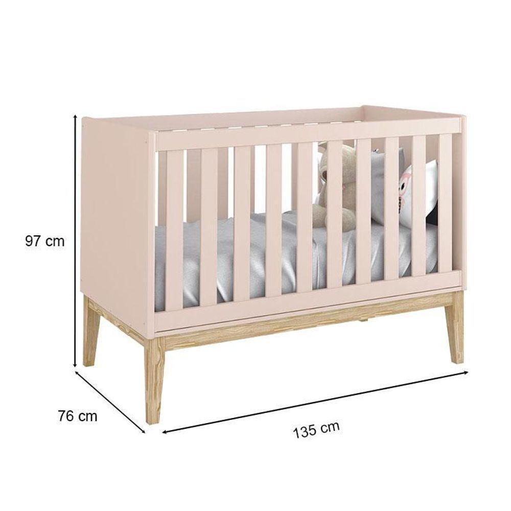 Berço Americano E Cômoda New Classic Rosa Com Pés Madeira Natural E Colchão Gazin ? Reller - 2