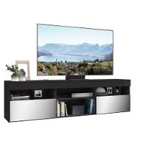 Rack Tv 65" Com Espelho 2 Portas Paris Multimóveis V3329 Preto Preto - 1