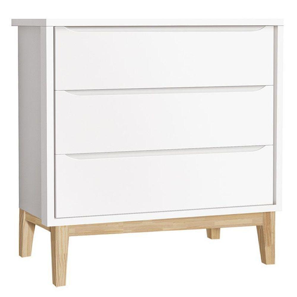 Quarto De Bebê Classic 2 Portas Branco Com Pés Madeira Natural ? Reller - 4