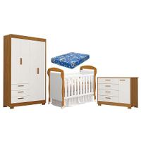 Quarto De Bebê Zaki E Berço Americano Danny Branco Acetinado Savana Com Colchão Ortobom - Reller - 1