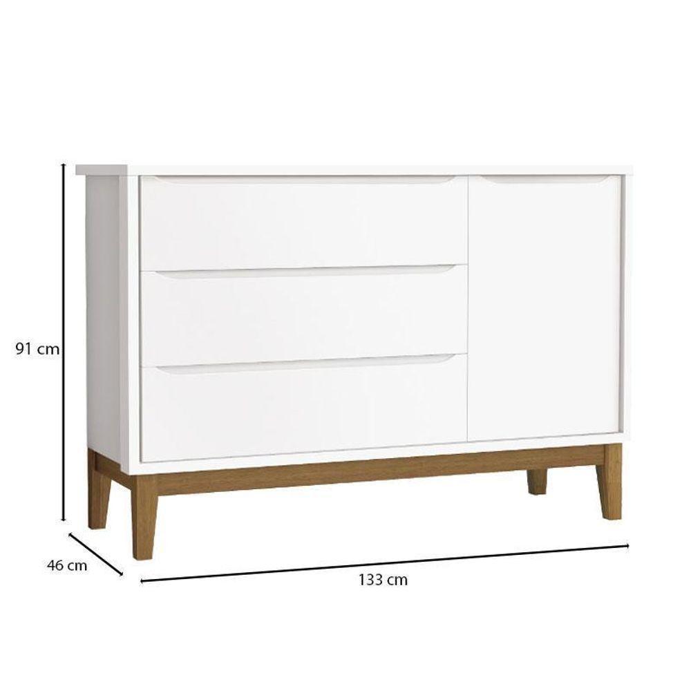 Quarto De Bebê 3 Portas New Classic Branco Com Pés Madeira E Colchão Gazin ? Reller - 4