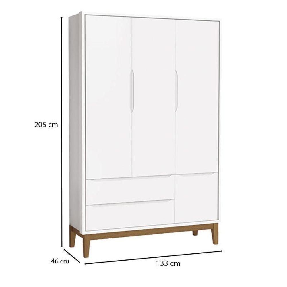 Quarto De Bebê 3 Portas New Classic Branco Com Pés Madeira E Colchão Gazin ? Reller - 6