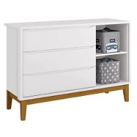 Quarto De Bebê 3 Portas New Classic Branco Com Pés Madeira E Colchão Gazin ? Reller - 5