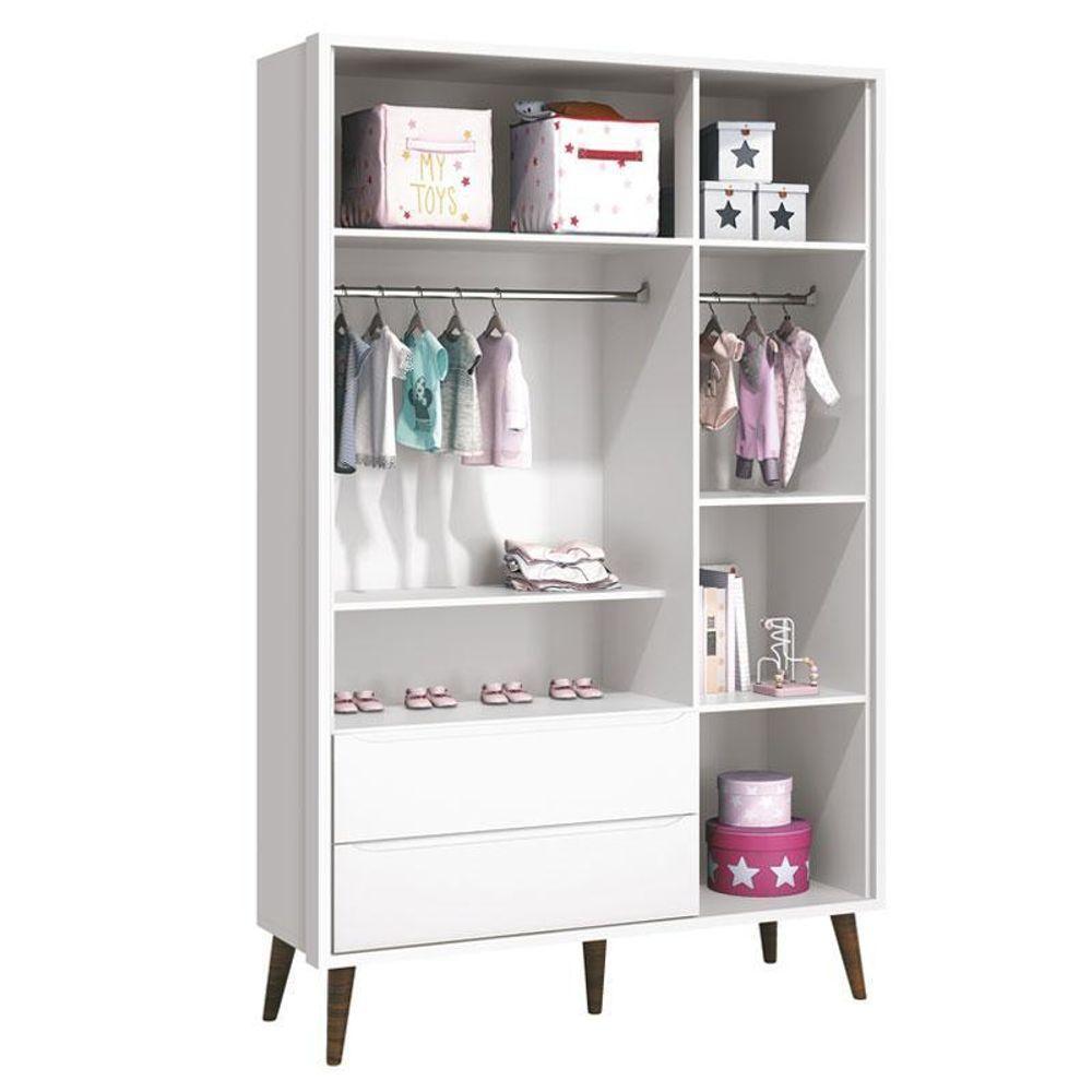 Quarto De Bebê Theo 3 Portas Com 02 Berços Branco Acetinado Com Pés Amadeirados E Colchão ? Reller - 3