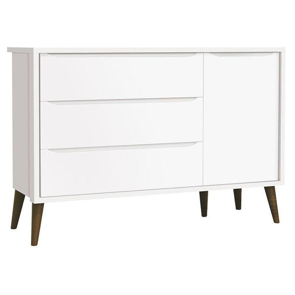 Quarto De Bebê Theo 3 Portas Com 02 Berços Branco Acetinado Com Pés Amadeirados E Colchão ? Reller - 4