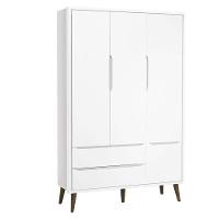 Quarto De Bebê Theo 3 Portas Com 02 Berços Branco Acetinado Com Pés Amadeirados E Colchão ? Reller - 2