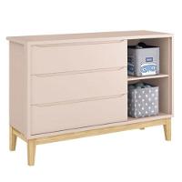 Quarto De Bebê 3 Portas New Classic Rosa Com Pés Madeira Natural E Colchão Gazin ? Reller - 5