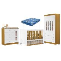 Quarto De Bebê New Katatau Branco Acetinado Savana Com Colchão Ortobom ? Reller - 1