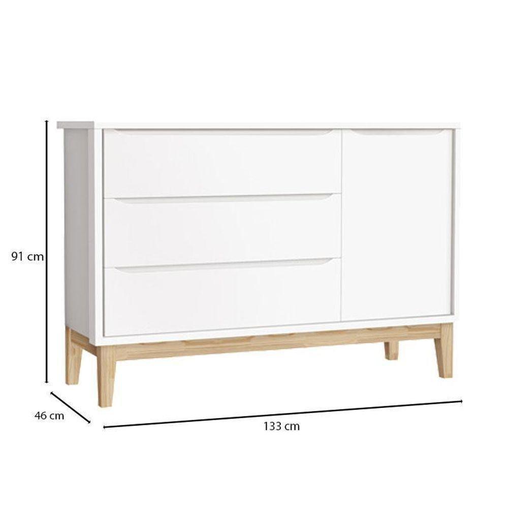 Quarto De Bebê 3 Portas New Classic Branco Com Pés Madeira Natural E Colchão Gazin ? Reller - 4