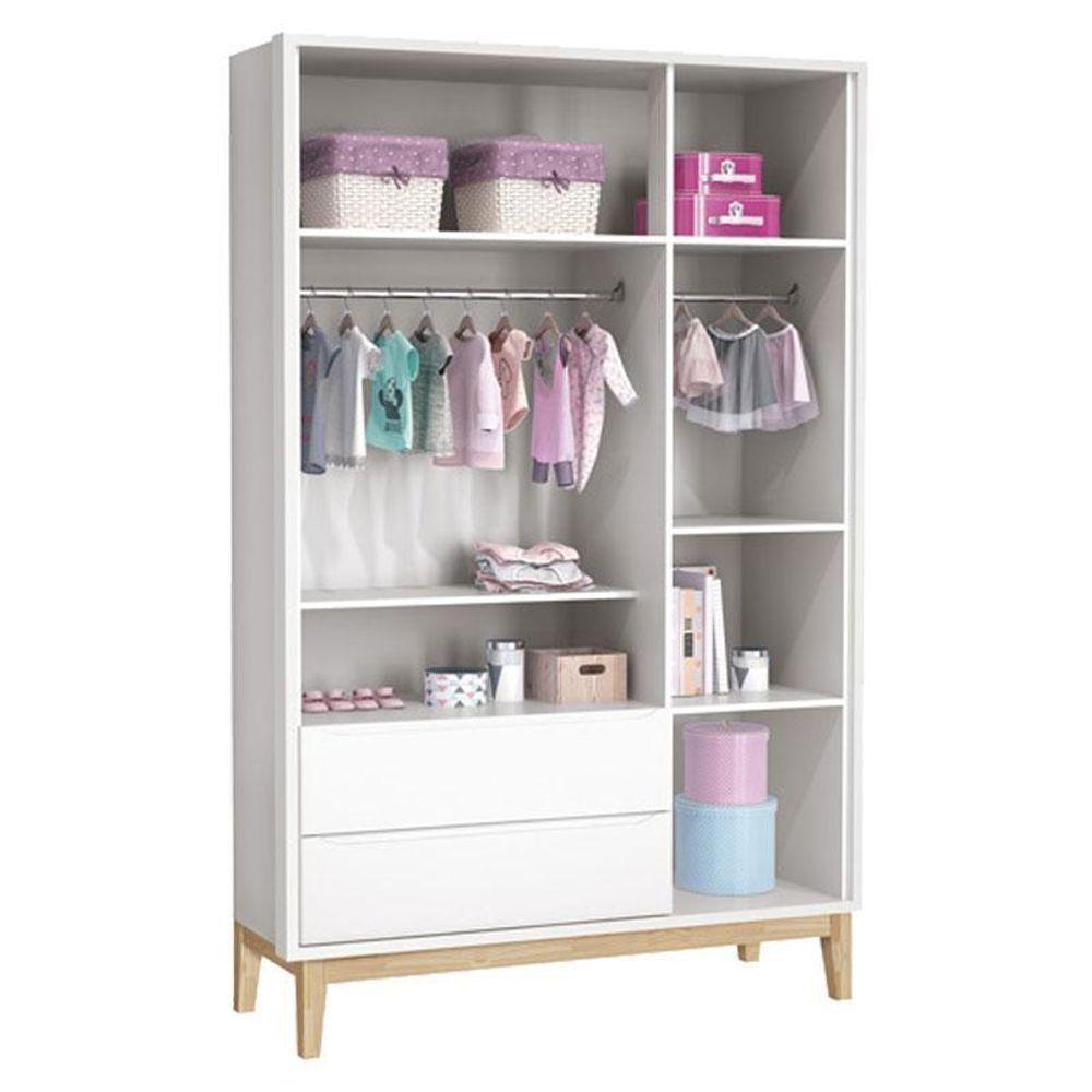 Quarto De Bebê 3 Portas New Classic Branco Com Pés Madeira Natural E Colchão Gazin ? Reller - 7
