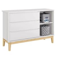 Quarto De Bebê 3 Portas New Classic Branco Com Pés Madeira Natural E Colchão Gazin ? Reller - 5