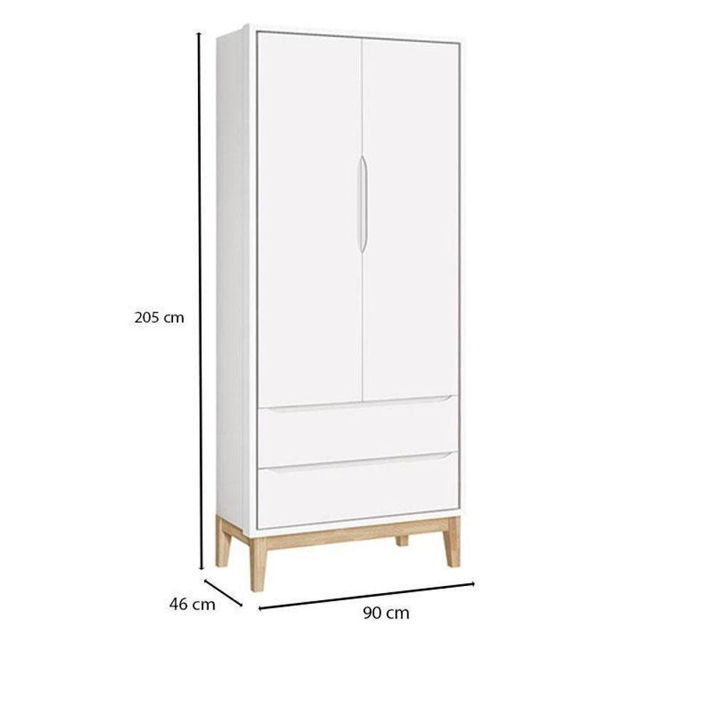 Quarto De Bebê 2 Portas E Cômoda Gaveteiro New Classic Branco Com Pés Madeira Natural E Colchão Gazin ? Reller - 5