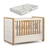 Berço Americano Tutto New Freijó Off White Com Capitonê New Boucle E Colchão Gazin - Matic - 1