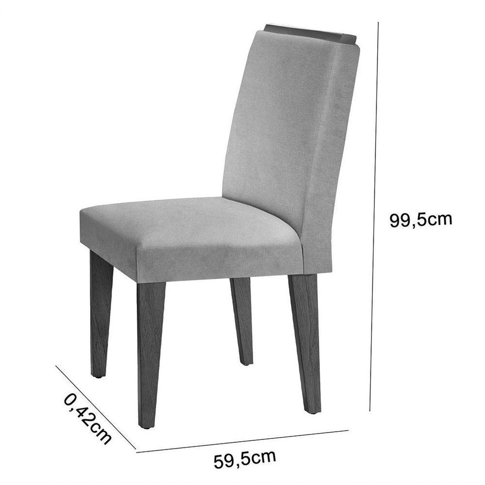 Mesa Tampo Mdf Canto Reto 6 Cadeiras Creme, Grafite E Imbuia - 6