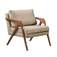 Conj. 2 Mona Com 1 Puff Madeira Maciça Veludo Moderna Cor:bege - 1