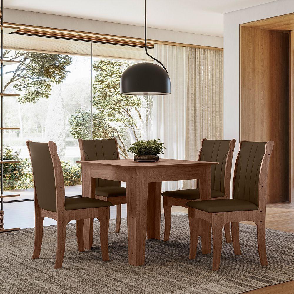 Conjunto Isabel Mesa 0,90 Com 04 Cadeiras Amendoa 04a - 2