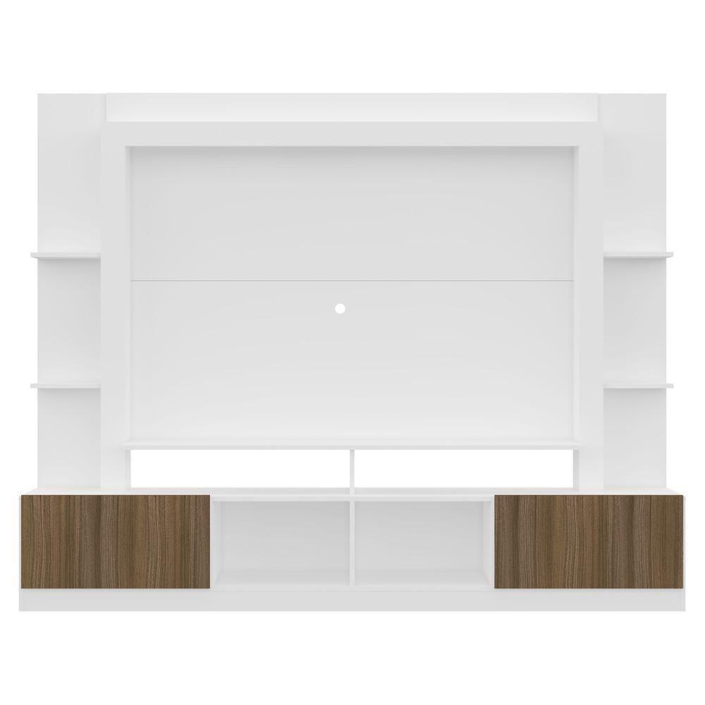 Estante Com Suporte Tv 65" E 2 Portas Oslo Multimóveis V3386 Branca/Madeirada Branco/Madeirado - 3