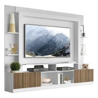 Estante Com Suporte Tv 65" E 2 Portas Oslo Multimóveis V3386 Branca/Madeirada Branco/Madeirado - 1