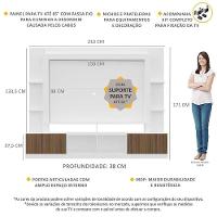 Estante Com Suporte Tv 65" E 2 Portas Oslo Multimóveis V3386 Branca/Madeirada Branco/Madeirado - 6