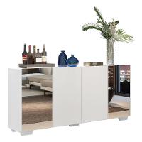 Aparador Buffet 4 Portas Com Espelho E Pés Quadrados Vegas V3563 Branco Branco - 1