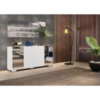 Aparador Buffet 4 Portas Com Espelho E Pés Quadrados Vegas V3563 Branco Branco - 2