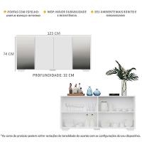 Aparador Buffet 4 Portas Com Espelho E Pés Quadrados Vegas V3563 Branco Branco - 6