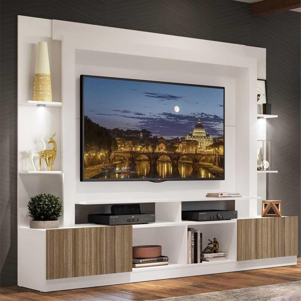 Estante Tv 65" Com Leds Berlim Multimóveis V3392 Branca/Madeirada Branco/Madeirado - 6
