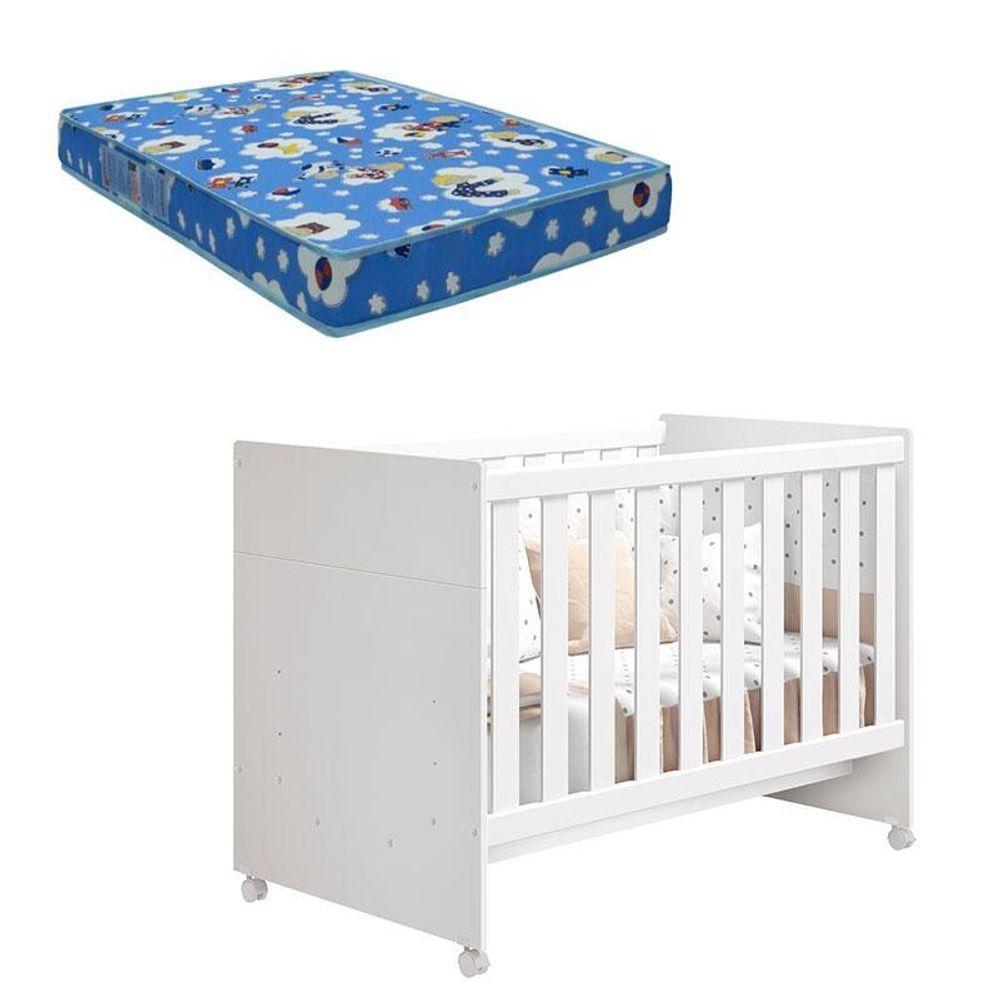 Berço Americano Katatau Flex Branco Brilho Com Colchão Ortobom - Reller - 1