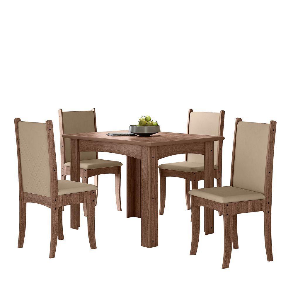Conjunto Giovana Mesa 1,10 Com 04 Cadeiras Amendoa 02a - 1