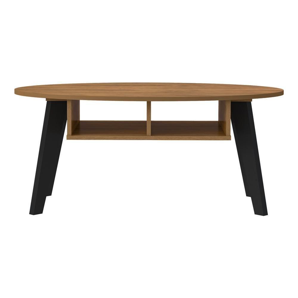 Mesa De Centro Retrô Com Nichos Multimóveis Cr45141 Pinho/Preta Pinho/Preto - 2