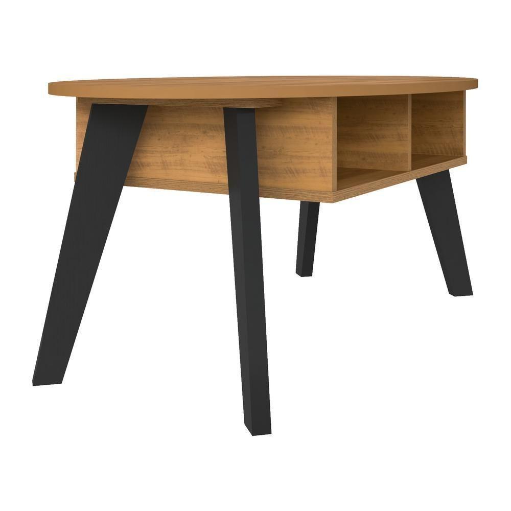 Mesa De Centro Retrô Com Nichos Multimóveis Cr45141 Pinho/Preta Pinho/Preto - 3