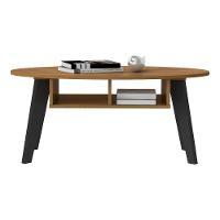 Mesa De Centro Retrô Com Nichos Multimóveis Cr45141 Pinho/Preta Pinho/Preto - 6