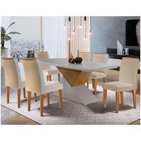 Mesa Tampo Mdf Canto Reto 6 Cadeiras Creme/Off White/Imbuia - 1