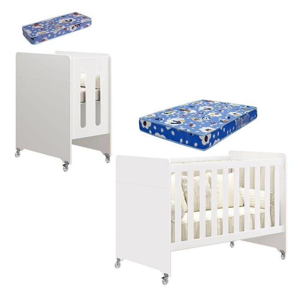Berço Americano Evolution 4 Em 1 Branco Acetinado Com Colchão Mini E Colchão Americano Ortobom - Reller - 1