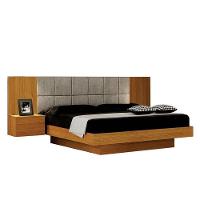 Cama De Casal Braga Queen Size Com Criado E Cabeceira Cinamomo Joli Palha ? Leifer Móveis - 1