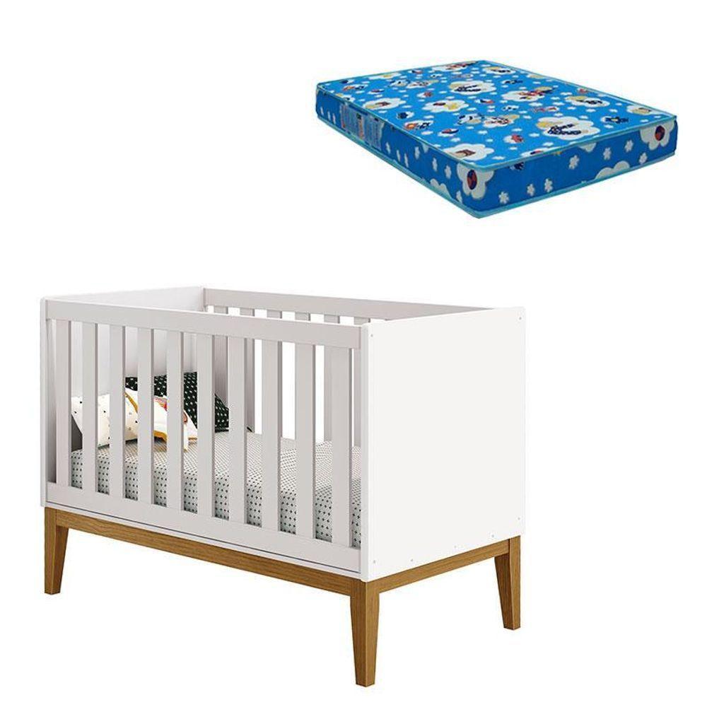 Berço Americano New Classic Branco Com Pés Madeira E Colchão ? Reller - 1