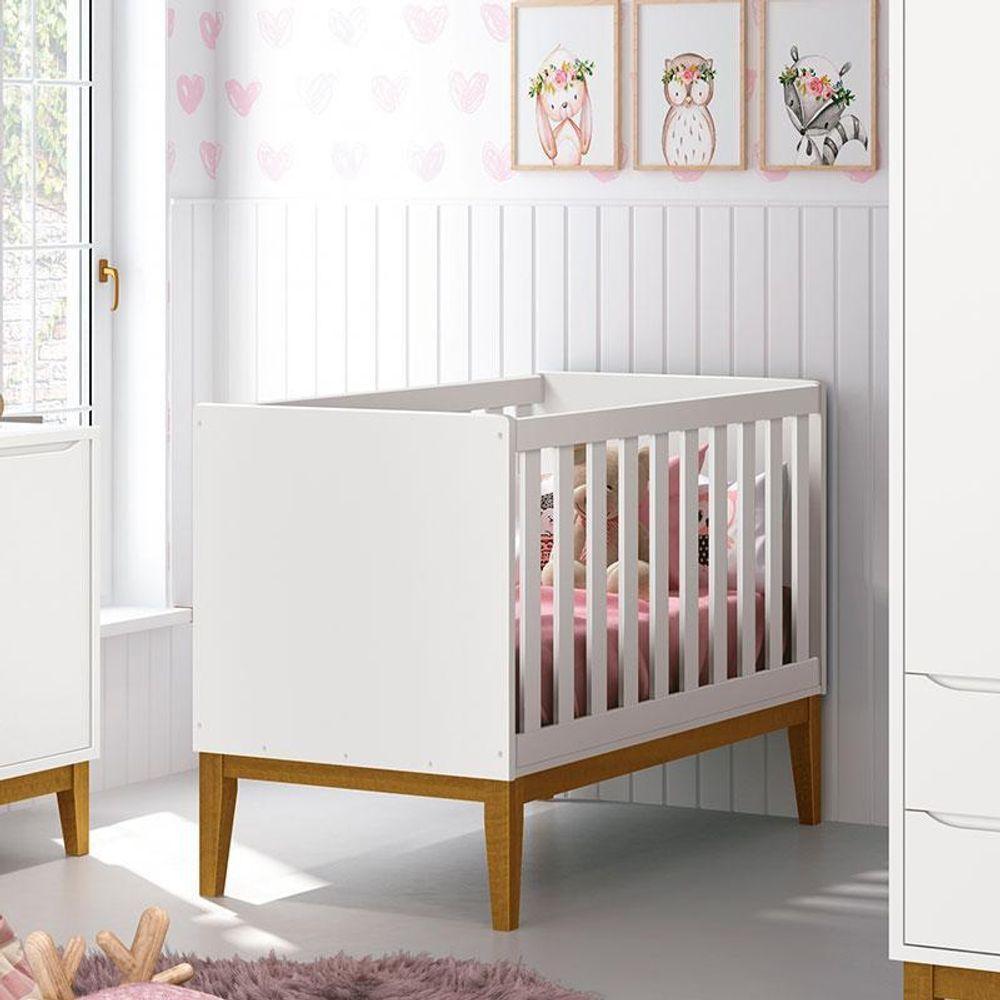 Berço Americano New Classic Branco Com Pés Madeira E Colchão ? Reller - 4