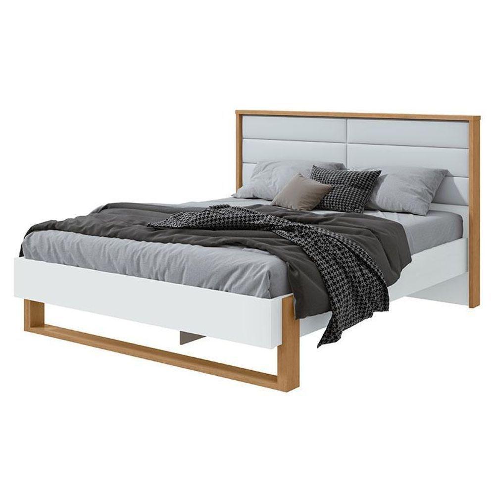 Cama Casal Ambiente Freetown 160 Branco Amêndoa Clean - Lopas - 2