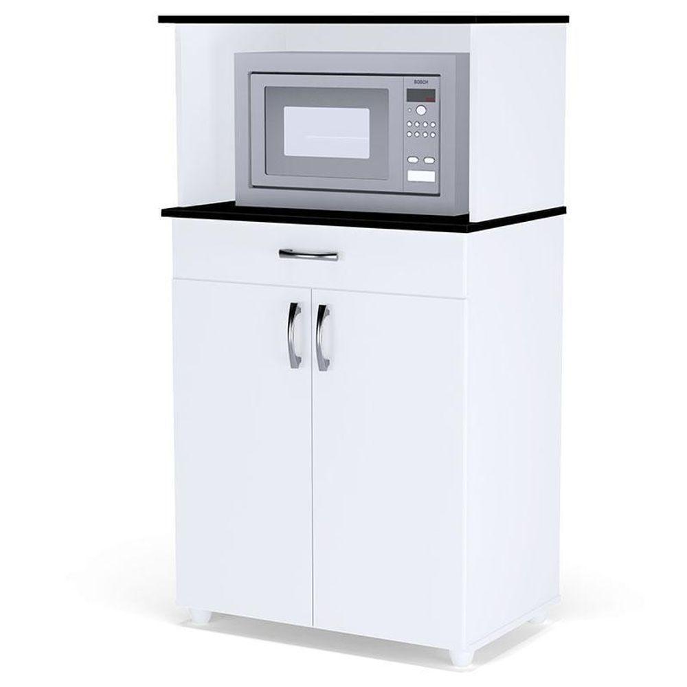 Balcão Multiuso Carina Branco Preto Flex - Ajl - 1