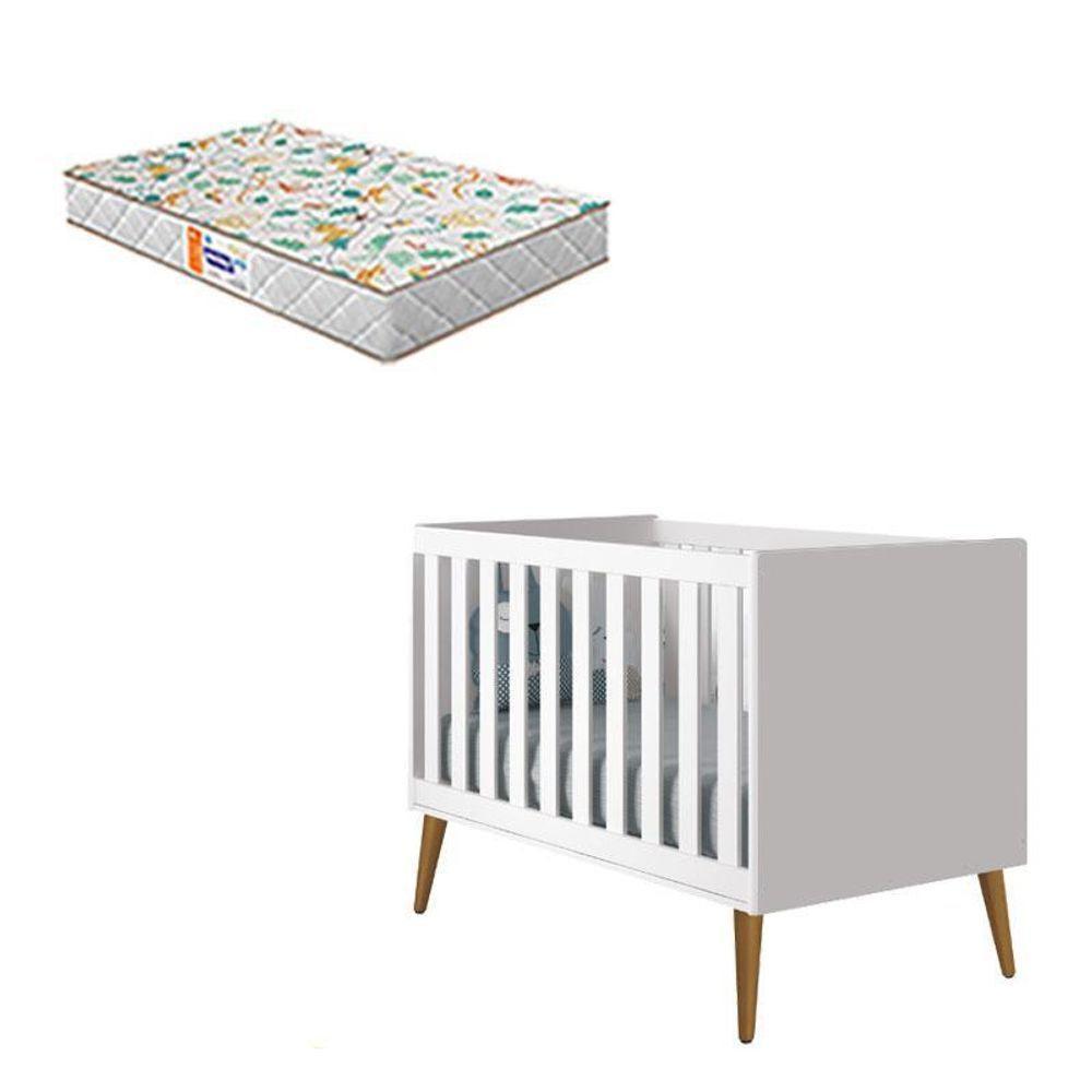 Berço Americano Theo Branco Pés Amadeirados Com Colchão Gazin ? Reller - 1