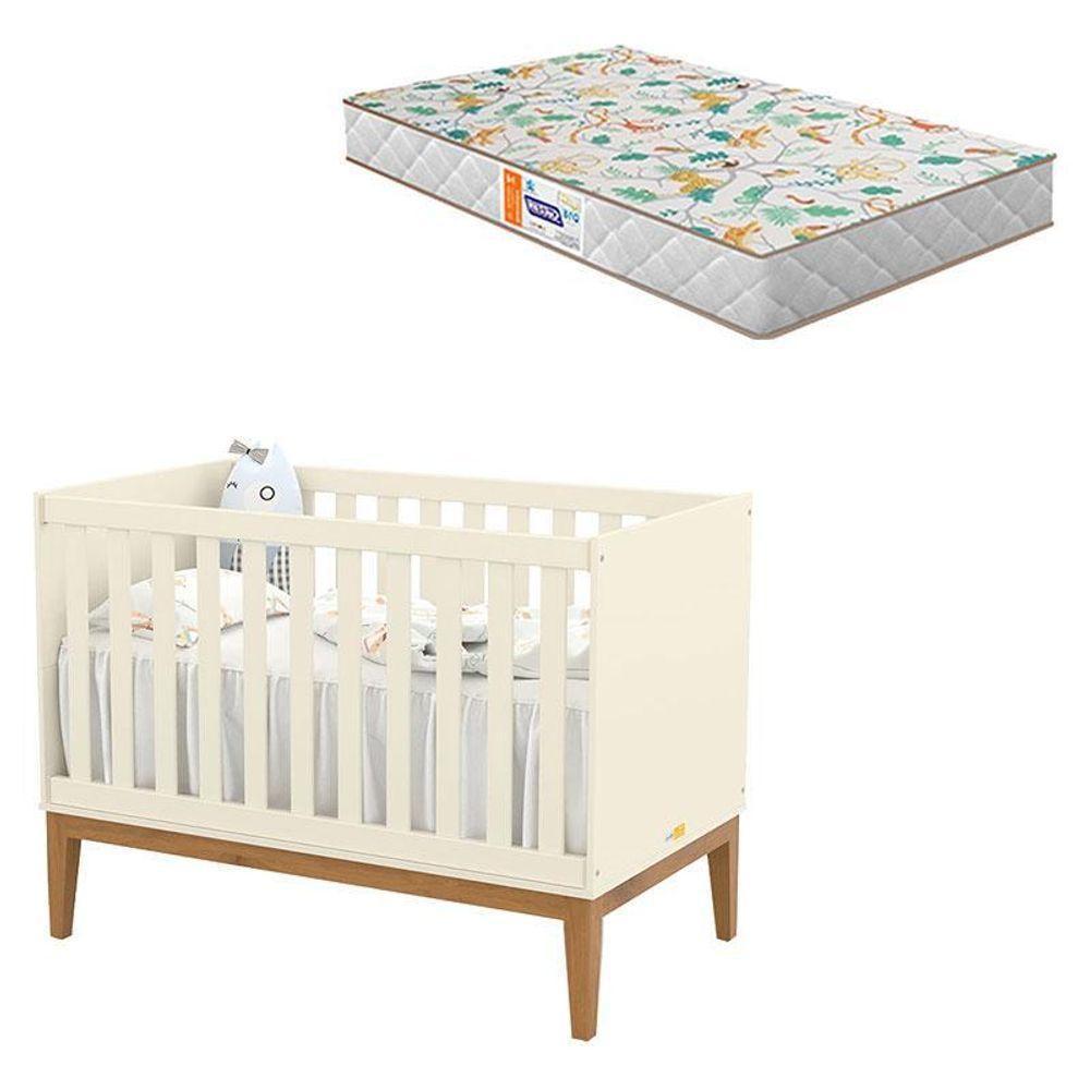 Berço Americano Unique Off White Eco Wood Com Colchão Gazin - Matic - 1