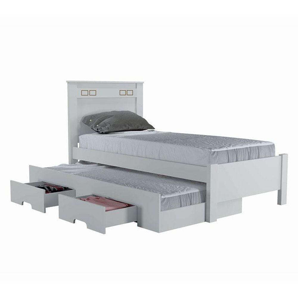 Cama Solteiro Com Auxiliar Star New Branco ? Leifer Móveis - 1