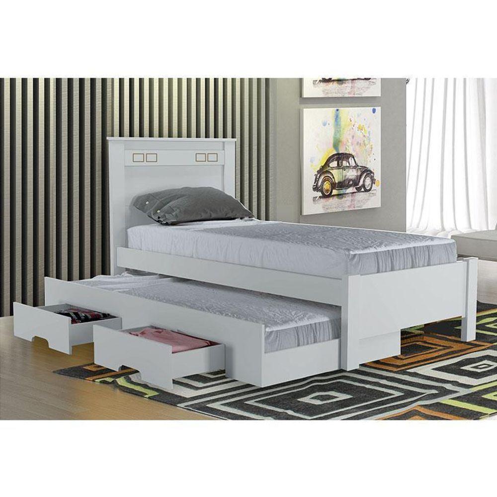 Cama Solteiro Com Auxiliar Star New Branco ? Leifer Móveis - 3